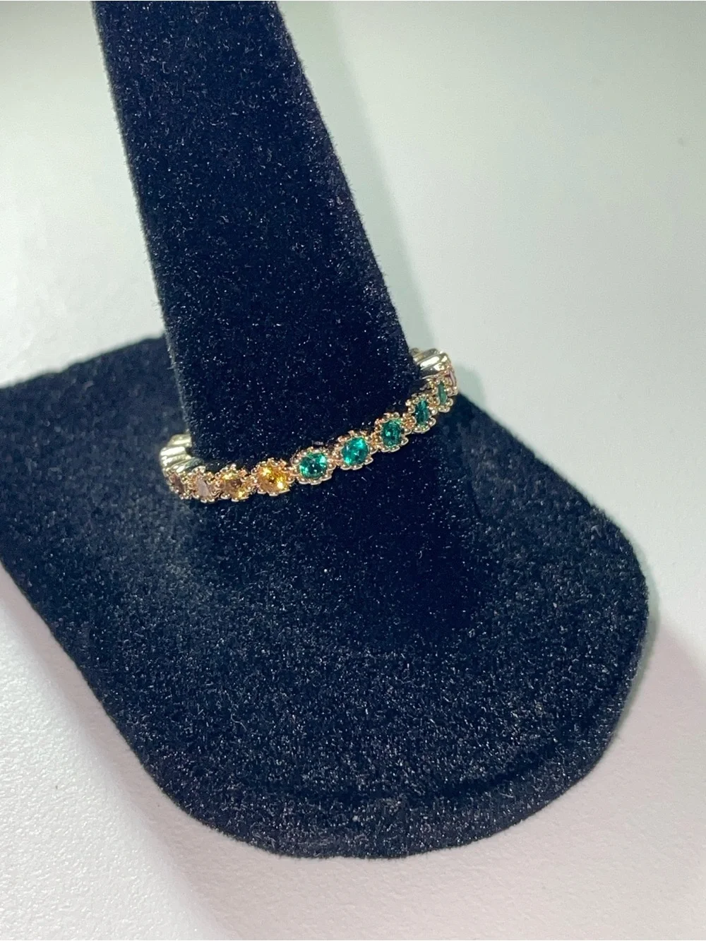 Gold Multicolor Gemstone Eternity Ring NEW
